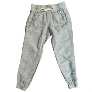 Athleta Cabo Linen Jogger Chambray Blue Size 0P Drawstring Waist Athleisure